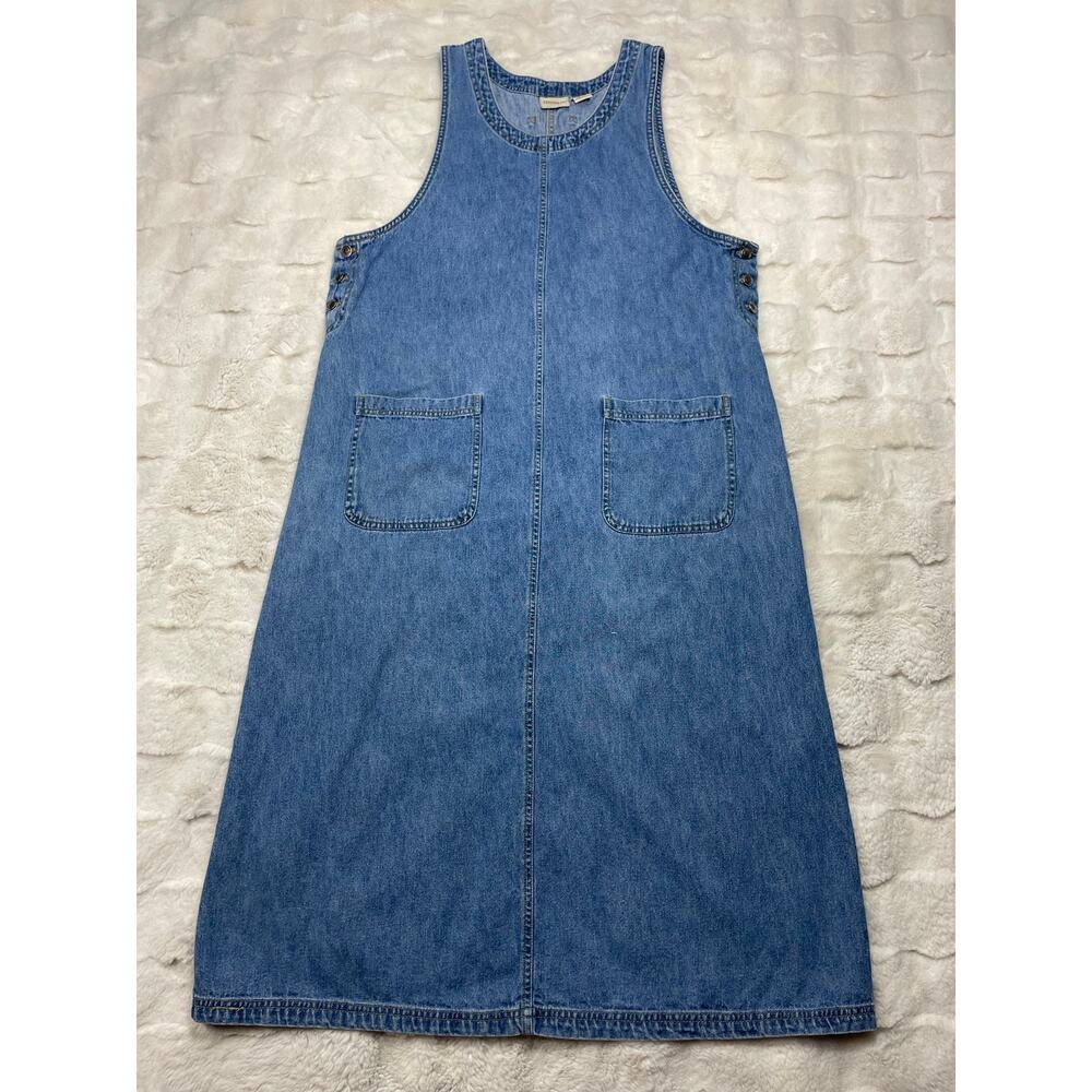 🔥Vintage 90s Y2K Crossroads Sleeveless Denim Pinafore Dress Prairie Cottagecore